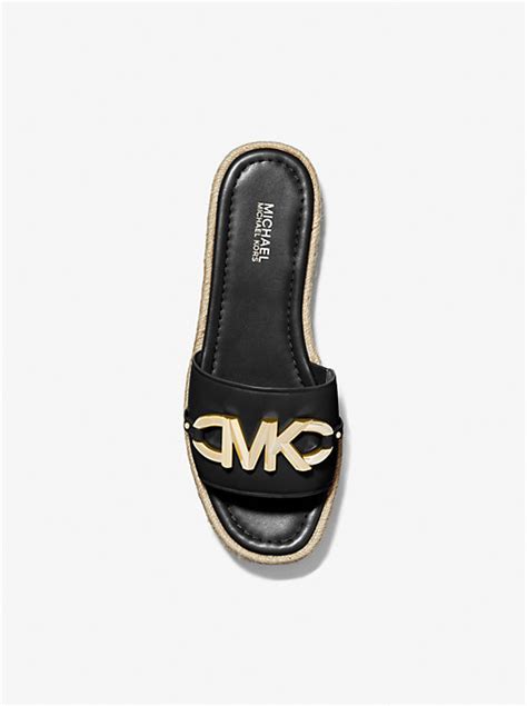 michael kors izzy slide|Izzy Logo Embellished Leather Slide Sandal .